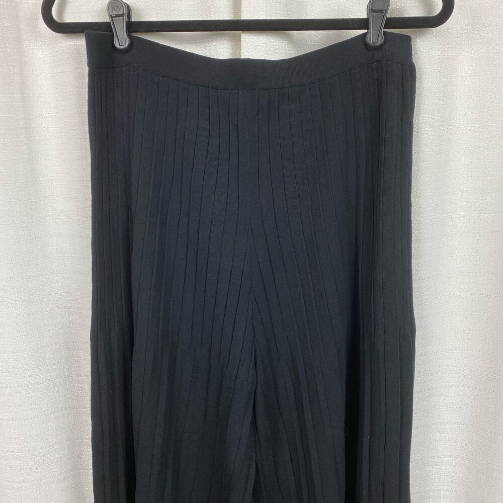St.John Black Pleated Knit Wide Leg Pants Sz.M NWT - Picture 10 of 12